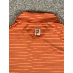 Footjoy Golf Polo Shirt Mens XL Orange Striped Performance  Polyester Spandex FJ
